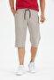 Men's Cotton Linen Bermuda Capri Long Shorts with Elastic Waist Below the Knee