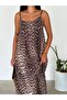 Women's Leopard Patterned Cotton Adjustable Strap Poplin Casual Dress - 5