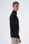 Black Men's 100% Cotton Zippered Stand Collar Knitwear Cardigan Trist-1190 - 3