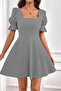 Women's Mini Short Balloon Sleeve Crepe Dress - 5