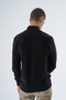 Black Men's 100% Cotton Zippered Stand Collar Knitwear Cardigan Trist-1190 - 4