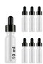 6 Pieces 10 ml Transparent Serum Dropper Bottle - White Dropper Glass with Black Metal Cap