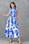 Floral Patterned Belted Flared Cut Midi Length Floral Dress with Tie Collar Detail 3690 - 8