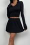 Women's Black V-Neck Bodice Detail Knitwear Blouse 24S15013 - 5