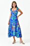 Women's Floral Print Fabric Square Neck Backless Design Bow Tie Strap Detail Midi Dress 105 - 5