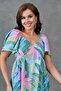 Tropical Patterned Backless Flared Midi Length V-Neck Midi Length Dress 9187 - 2