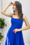 Women's Cobalt Blue Flared Hem Tulle Detail Midi Evening Dress Black, White - 2