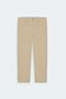 Men's Beige Comfort Fit Relaxed Cut Cotton Belted Side Pocket Dobby Trousers - 5