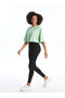 Crop Blouse Crew Neck Green Short Sleeve - 2