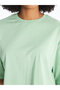 Crop Blouse Crew Neck Green Short Sleeve - 3