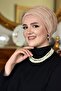 pleated fabric stylish relax hijab cap, ready wrap, ready turban