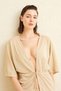 Gold Colored Glittered Channel Gathered Open Front Tunic - 2
