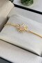 Gold Women's Bracelet with Elevator and Adjustable Zircon Stone - Sun Detail - 4
