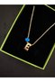 3D Tiny Letter Pendant Necklace with Beads, Gold Colored - 2