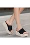 Pabucmarketi Women's Black Knit Wedge Heel Slippers - 4