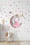 Cute Girl Sitting on the Moon Kids Room Wall Sticker Set