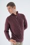 Men's Burgundy Stand Collar Zippered Half Fisherman Wool Knitwear Knitted Sweater Trist-5325 - 5