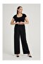 Women's Plus Size Lycra Combed Cotton Trousers with Pocket Stone Detail G111-1 - 4