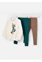 Girl's Sweat 2-Piece Leggings Set Green 4711