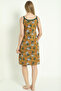 Mustard Floral Print Green Strappy 100% Cotton Women's Summer Dress - 4