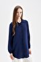 Regular Fit Shirt Collar Basic Plain Viscose Long Sleeve Shirt Tunic D2613Ax24Au - 4