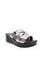 Women's High Sole Cross Band Slippers Platinum Patent Leather Mirror 3211142857 - 2