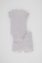 Embroidered Corduroy Bodysuit and Shorts 2 Pieces Set for Baby Girl - Z2765a223sm - 7