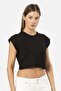 100% Cotton Wadded Look Women's Sleeveless Crop T-Shirt - 2