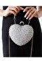 Women's Silver Crystal Heart Evening Dress Bag - 2