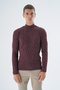 Men's Burgundy Half Fisherman Ribbed Knitted Wool Knitwear Knitted Sweater Trist-5343