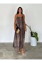 Women's Leopard Patterned Cotton Adjustable Strap Poplin Casual Dress - 4