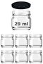 29 ml Small Sample Glass Jars (29 cc) with Black Metal Lids, 6 Pieces