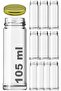 105 ml Transparent Long Glass Jar with Metal Gold Lid, 10 Pieces