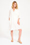 Women's Cream Linen Short Beach Dress - 3