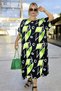 Crew Neck Low Sleeve Relaxed Fit Extra Large Size Cotton Viscose Summer Dress - 3