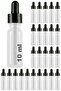 25 Pieces 10 ml Clear Glass Dropper Serum Bottle - White Dropper Glass with Black Metal Cap
