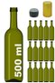 500 ml Green Olive Oil, Round Empty Glass Bottle with Locking Cap and Hooded , 15 Pieces