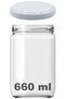 660 ml Transparent Glass Jar with Metal White Canning Lid, 1 Piece