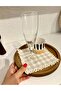 Pack of 2 Lacy Beige Gingham Cocktail Presentation Napkins