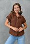 Brown waffle fabric short sleeve pocket design shirt 9628 - 6