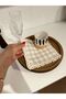 Pack of 2 Lacy Beige Gingham Cocktail Presentation Napkins - 2