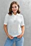 White Knit Fabric Cable Knit Design Buttoned Shirt Collar Short Sleeved Basic Blouse 23070 - 7