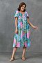 Tropical Patterned Backless Flared Midi Length V-Neck Midi Length Dress 9187 - 7