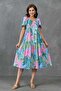 Tropical Patterned Backless Flared Midi Length V-Neck Midi Length Dress 9187