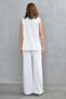 Sleeveless Buttoned Vest and High Waist Wide Leg Trousers Ecru Knitwear Set 103 - 3