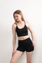 Women's Black High Waist Mini Shorts Boxer & Padded Rope Strap Bustier Sports Set 3080 - 5