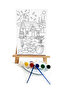 Village House Children's Painting Set - 20 X 30 cm Pre-Drawn Canvas, 2 Brushes, Palette, Paints and Easel