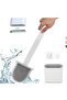 Toilet Brush Bathroom WC Cleaning Silicone Bendable Brush Set-white - 2