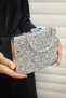 Square Silver Crystal Stone Evening Dress Bag - 5