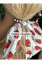 Trend Fashion Pearl Elastic Red Strawberry Fruit Patterned Foulard Shawl Scarf Pendant Buckle - 3